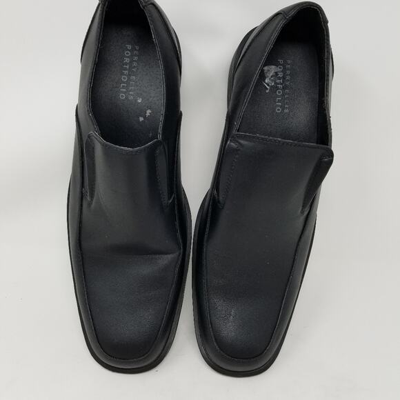 Perry Ellis Portfolio Men's Black Loafers Slip ons Dress Shoes Plugger Size 11.5 - Picture 6 of 10